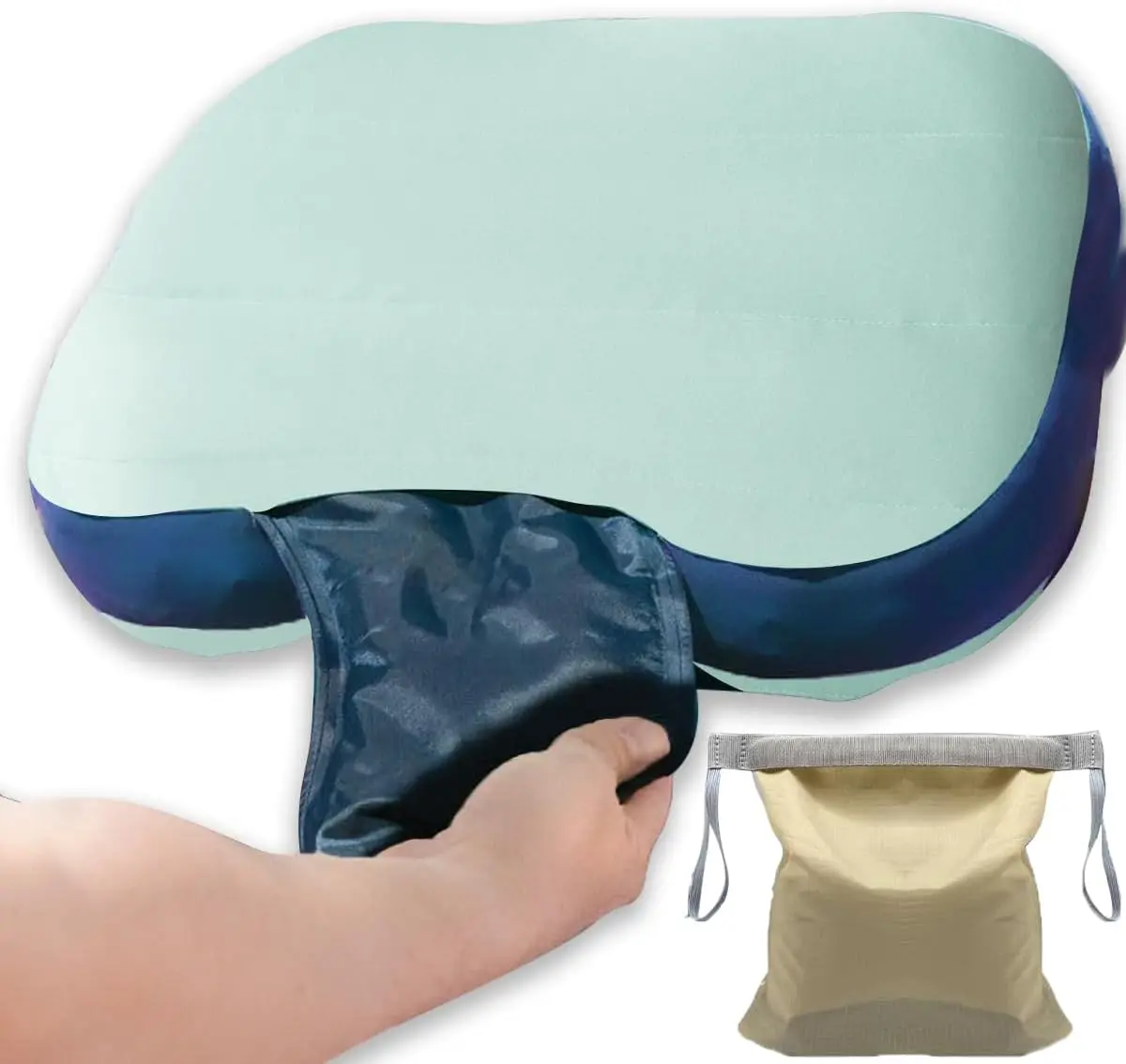 

Надувная подушка для кемпинга со съемным чехлом, ультралегкая, для поддержки шеи, для походов, пеших прогулок, использования у бассейна