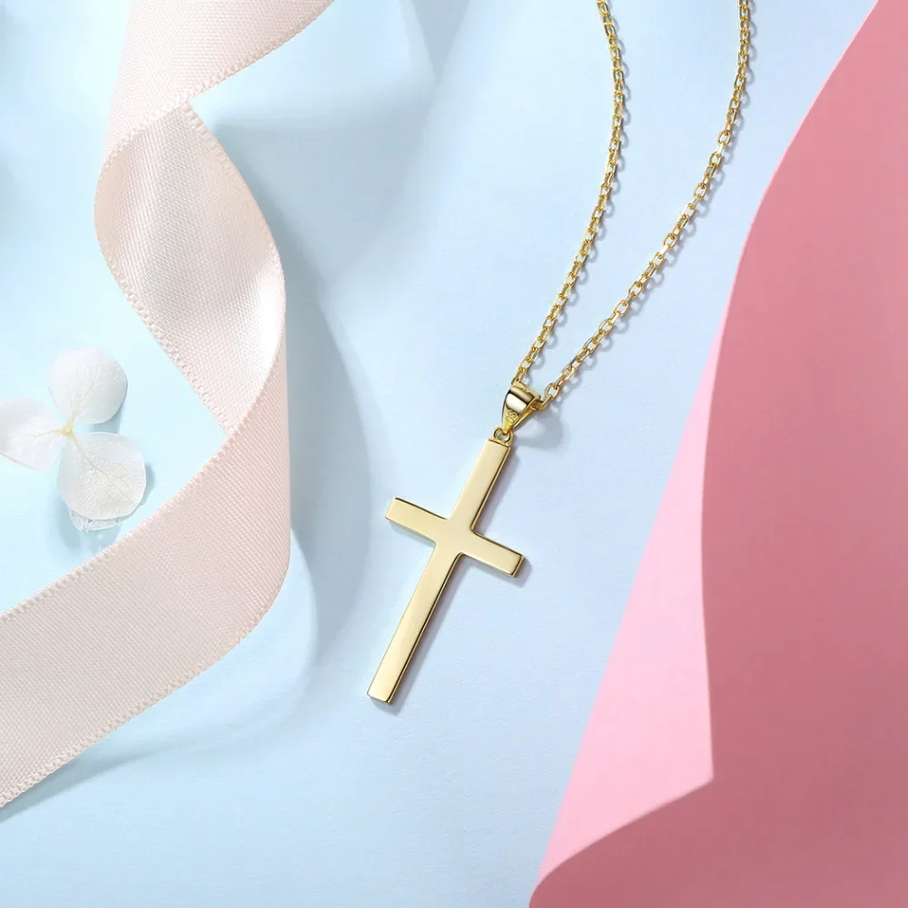 U7 925 Sterling Silver Cross Necklaces Pendants Vintage Jewelry Bijoux Femme Gift For Women Accessories Statement Necklace SC192