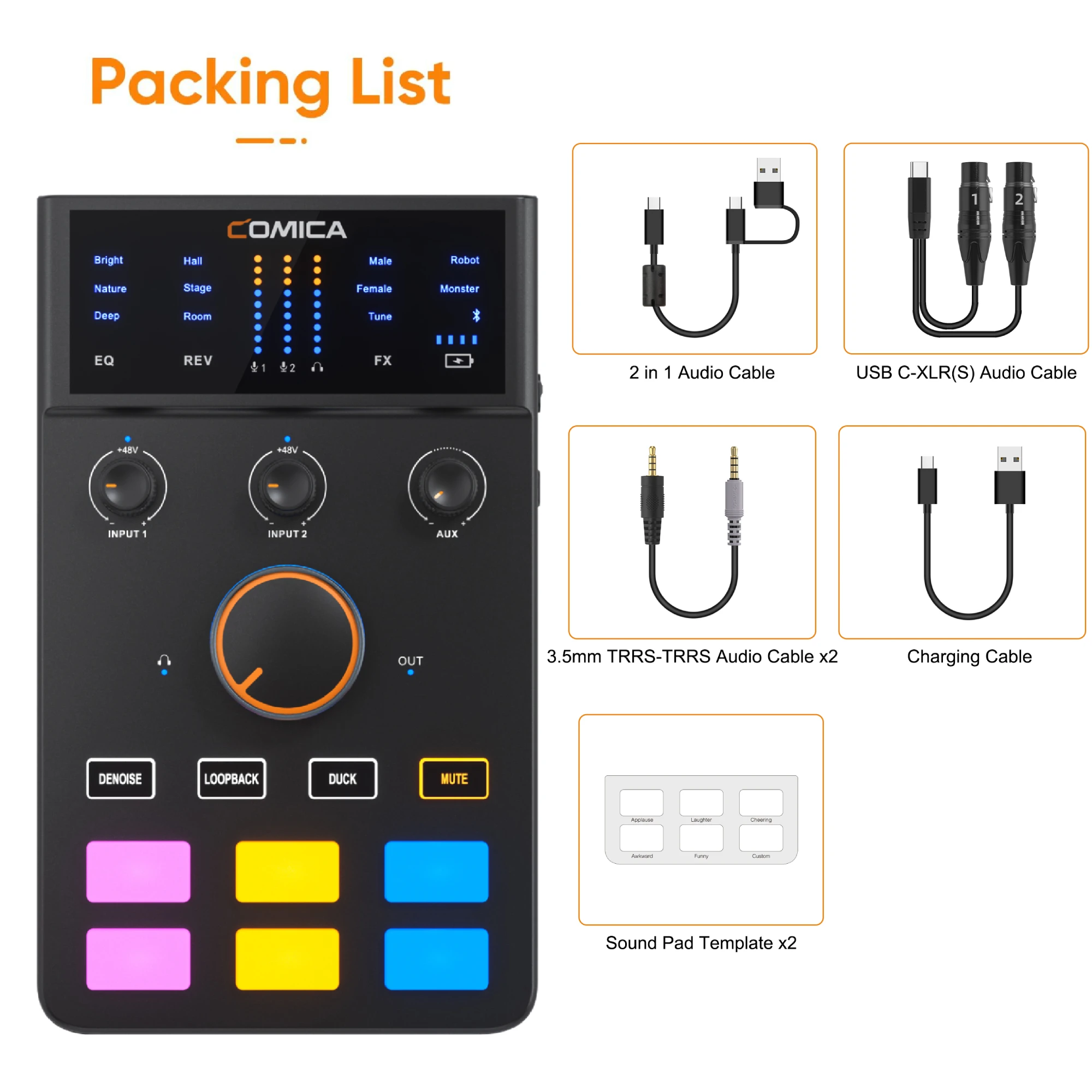 COMICA ADCaster C1 Audio-Interface, Bluetooth-Verbindung für Streaming/Gaming/Podcasting, Soundkarte für iMAC iPhone Android