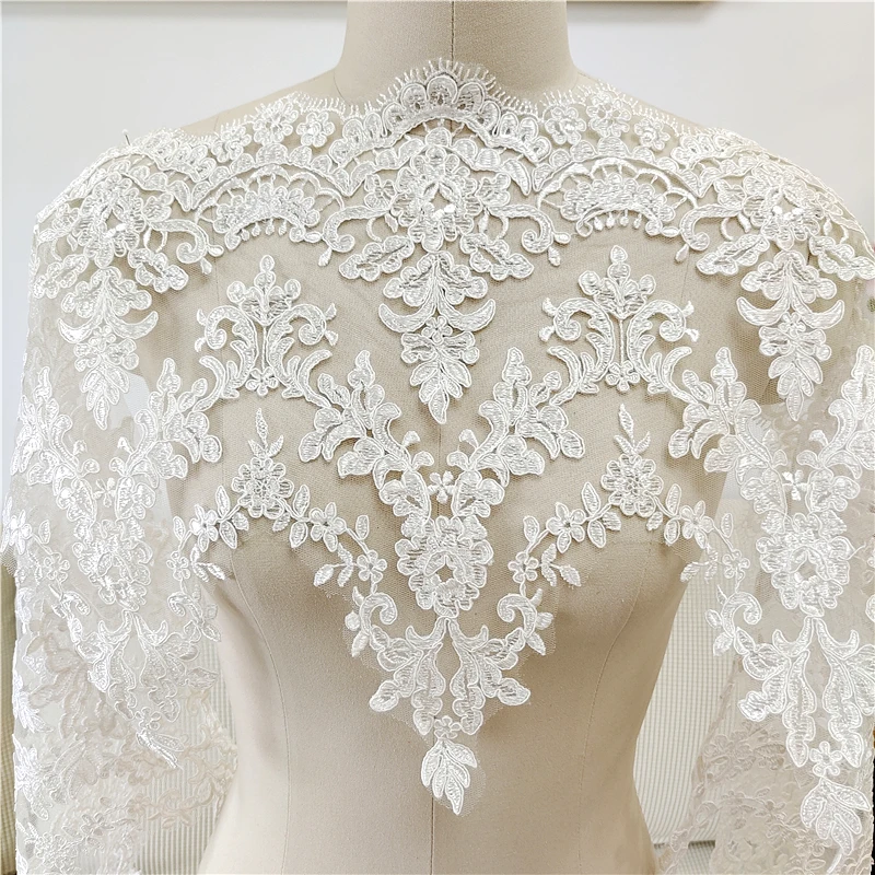 Border Embroidered Bridal Lace, Wedding Dress, Veil Skirt, DIY Sewing Accessories, 35cm Width