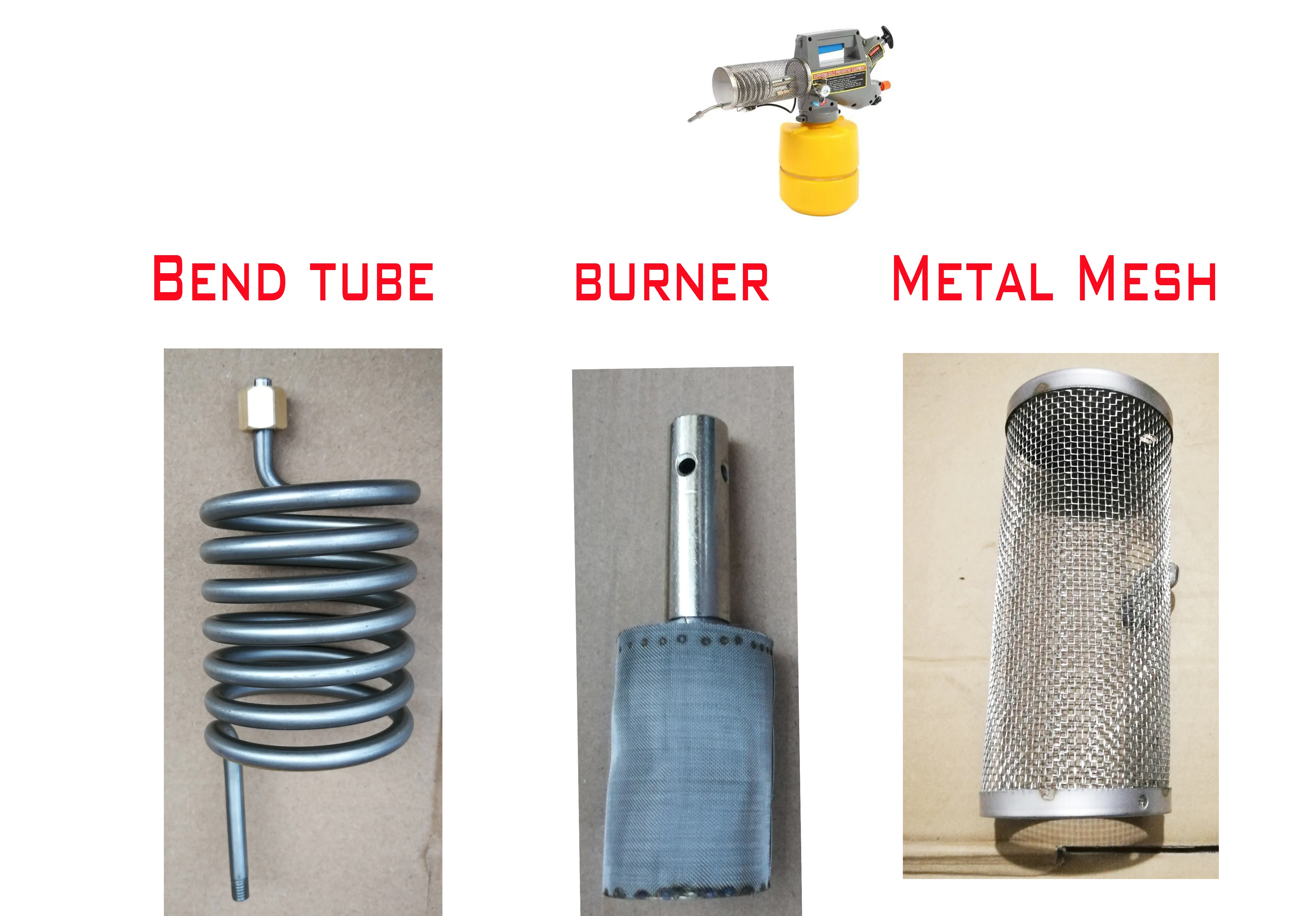 Jeden zestaw siatka metalowa sprężynowy palnik do spiralna rurka z rurą zginającą do termicznej gorącej, przenośnej kuchenki na sucho, rozpylacza do