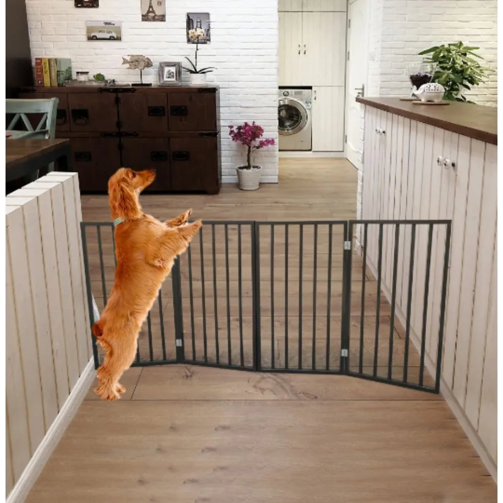 

Portable Pet Dog Barrier Fences Metal Pet Gate Dog Gate Playpen For Dog Safety Fence Indoor