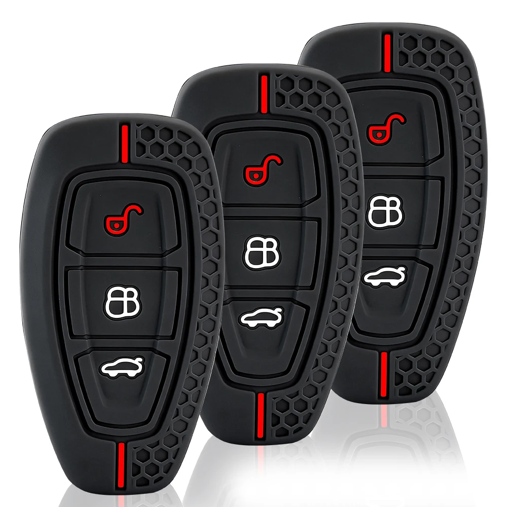 Silicone Car Key Fob Case Car Key Pack for Ford ST Line Fiesta Focus Mondeo Ecosport Kuga Puma Edge Escape Metallic Accessories