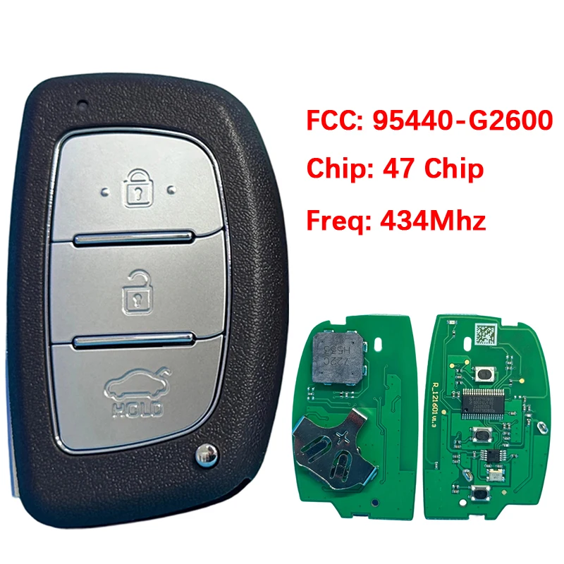 

CN020133 Послепродажный 3-кнопочный смарт-брелок 47 чипов 433 МГц FCC 95440-G2600 FOB-4F11 для Hyundai Ioniq 2017+