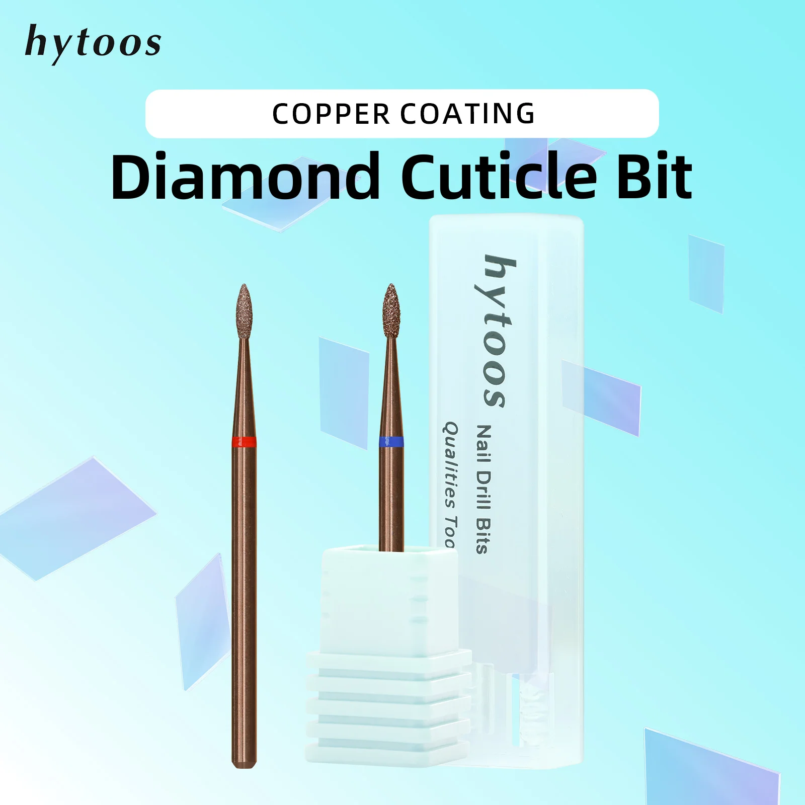 

HYTOOS 2mm Mini Flame Copper Diamond Nail Drill Bit 3/32'' Russian Cuticle Cleaner Dead Skin Remover Safety Manicure Tool