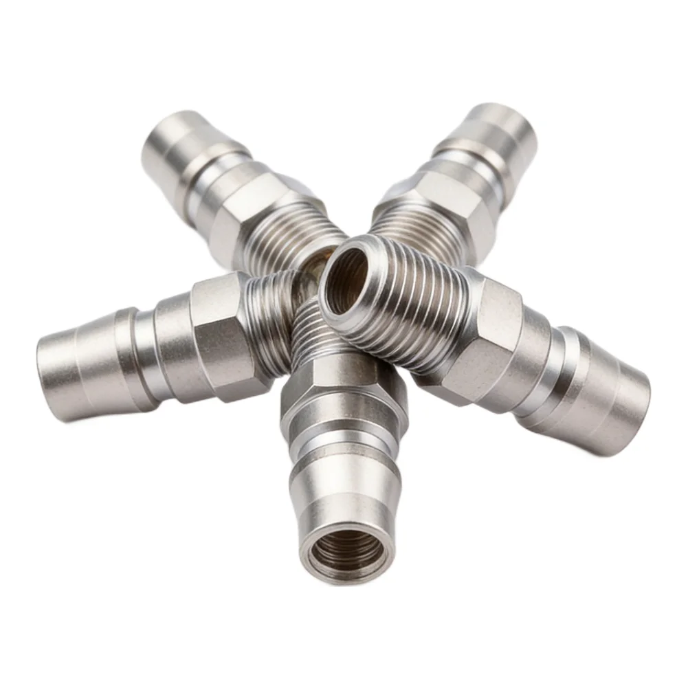 5PCS Steel Male Coupling Air Fittings with 1/4 inch For BSP Male Thread for Air Line Connection in Pneumatic Systems
