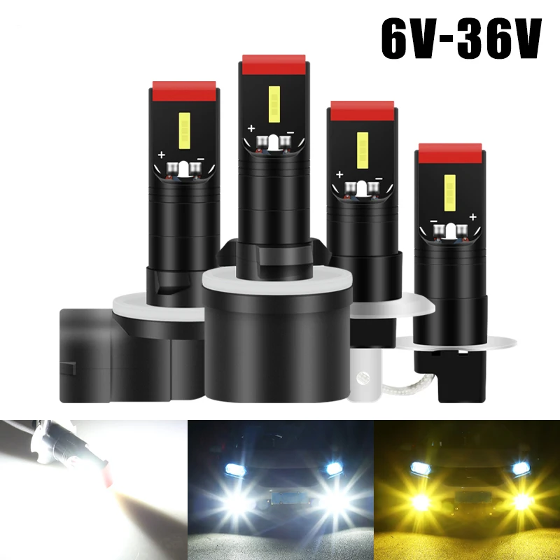 2pcs Car Fog Light H1 H3 880 881 1860SMD Super Bright Led Bulb Auto Daytime Running Light 6V-36V 6000K White 3000K Yellow