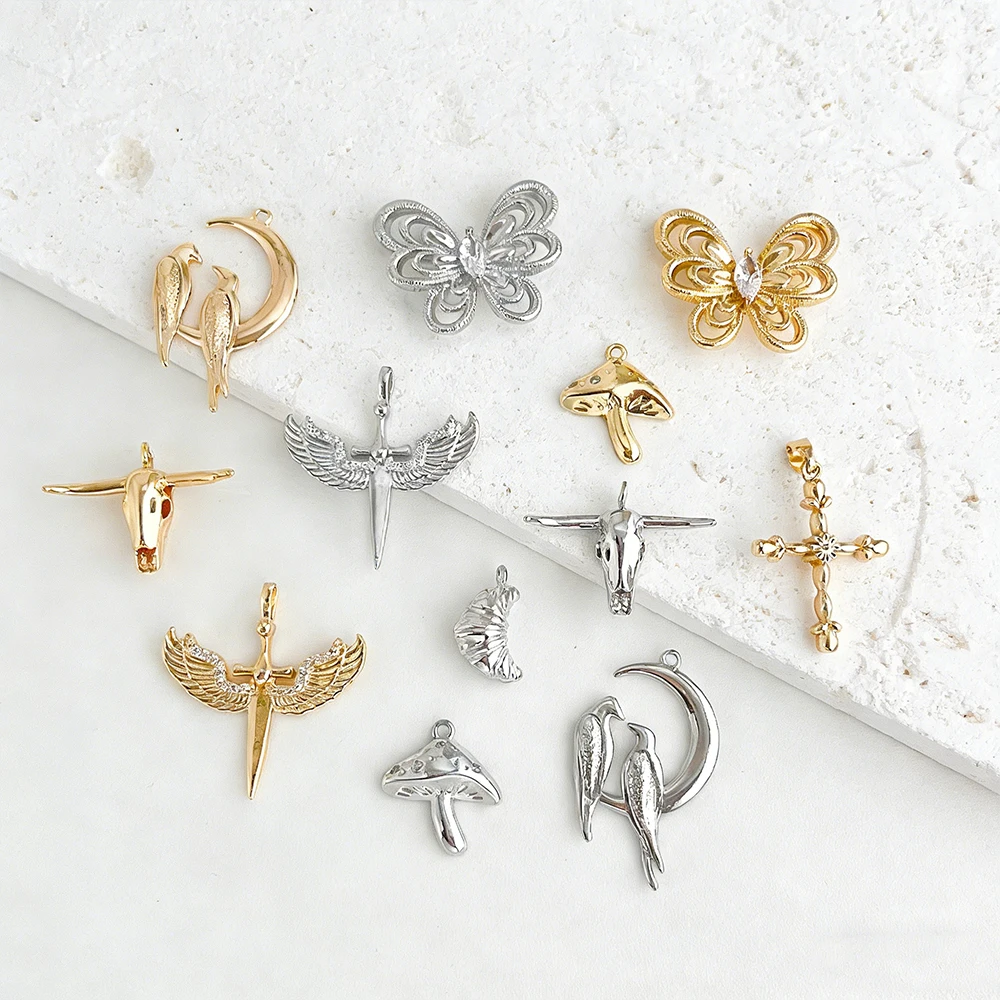 

Cordial Design DIY Charms/Wing Butterfly Bird Shape/Hand Made/Genuine Gold Plating/Copper Pendant/Jewelry Accessories #196221