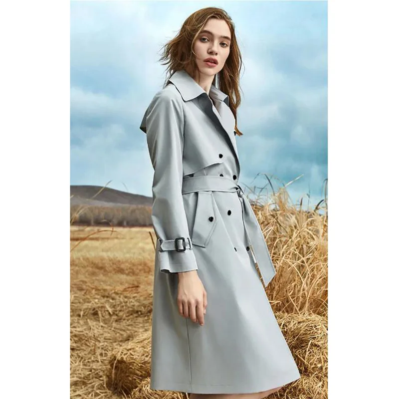 High-end Women's Casual Trench Coat Spring Autumn New Loose Lace-up Windbreaker Jacket Fashion Female Long Parker Overcoat XL