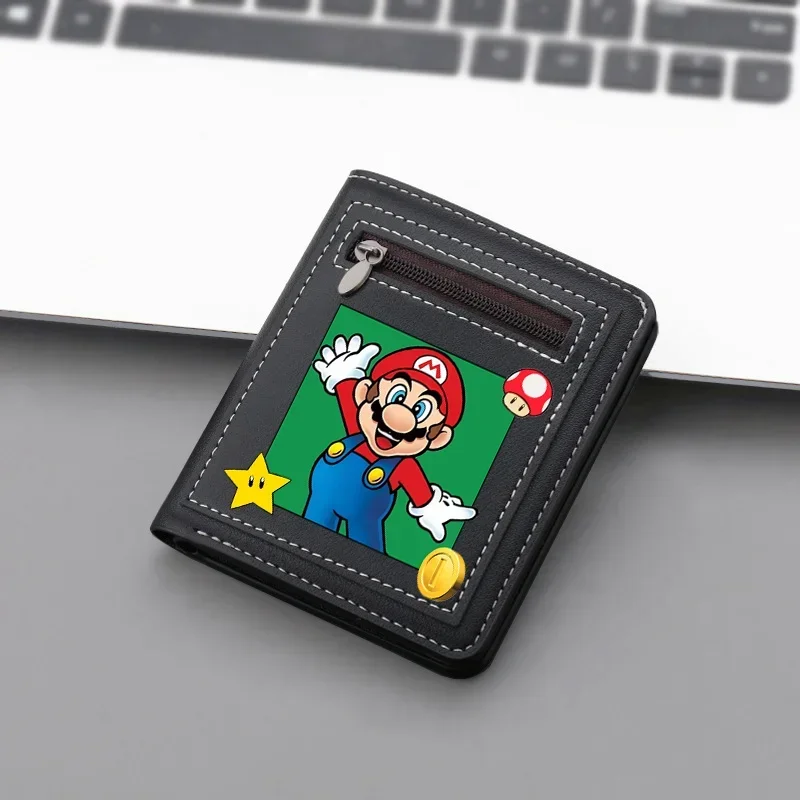 Super Mario Leder Geldbörse Cartoon Print Brieftasche Frauen Kurze Brieftaschen Koreanische Schnalle Geschliffen Weibliche Geldbörsen Kleine Führerschein