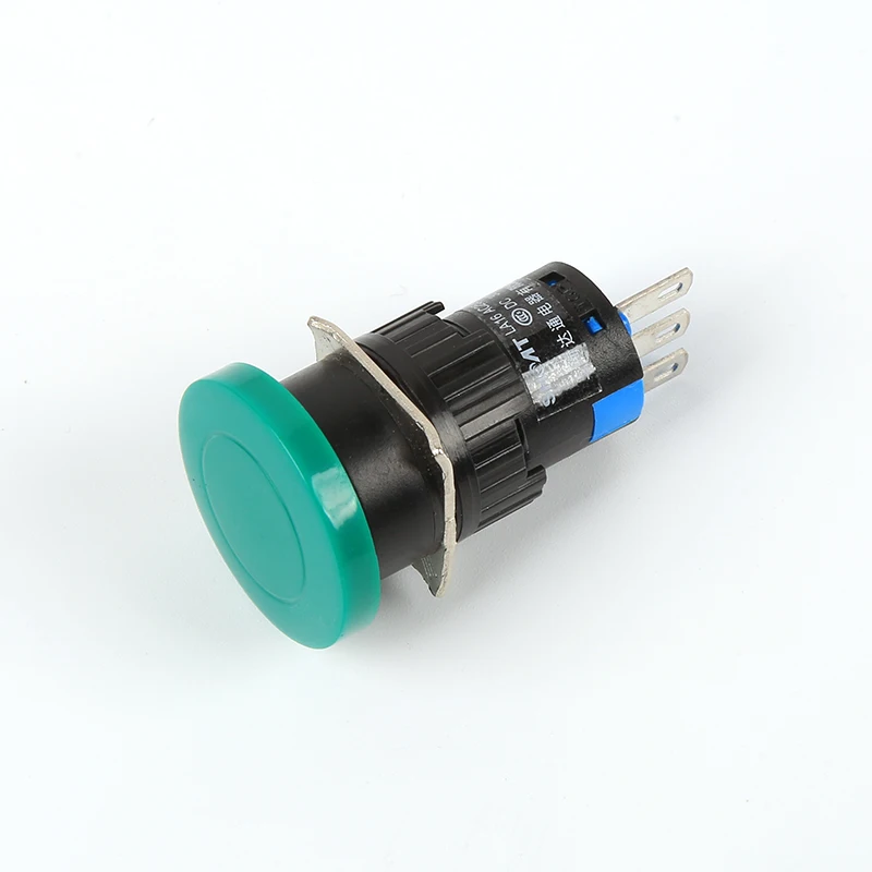 16MM Round Mushroom Head Push Button Switch Latching Switch LA16Y-11M (AB6-M) Green And Yellow