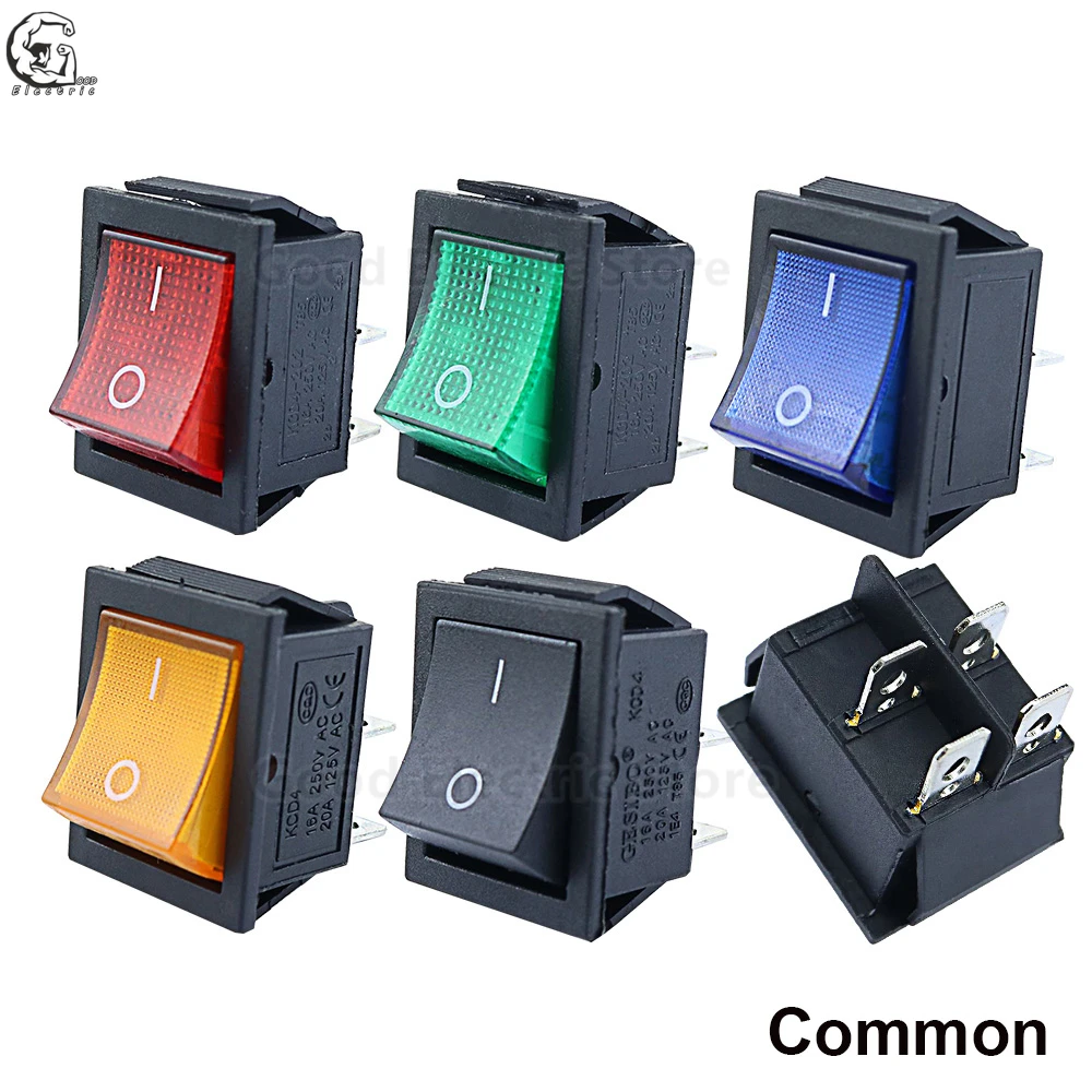 1pcs KCD4 Latching/Momentary Rocker Switch Power Switch I/O l/O/ll 4 Pins/6 Pins With Light 16A 250VAC/25A 250V 20A 125VAC image 3