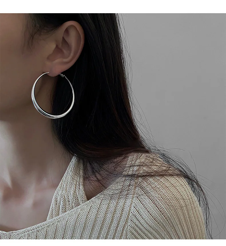 Fashion Exaggerated Big Circle Hoop Earrings for Women Statement Jewelry Smooth Circle Earrings Femme Boucles D'oreilles - detail 1