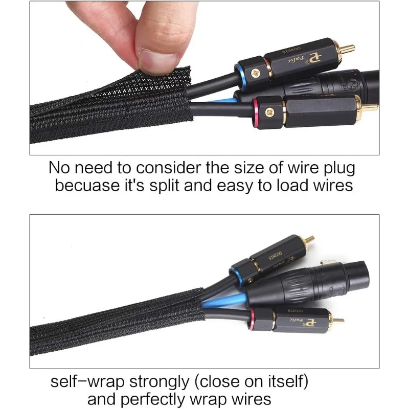 Wire protector, wire loom, oil pipe, cable sleeve, split type sleeve - protects cats from chewing - black