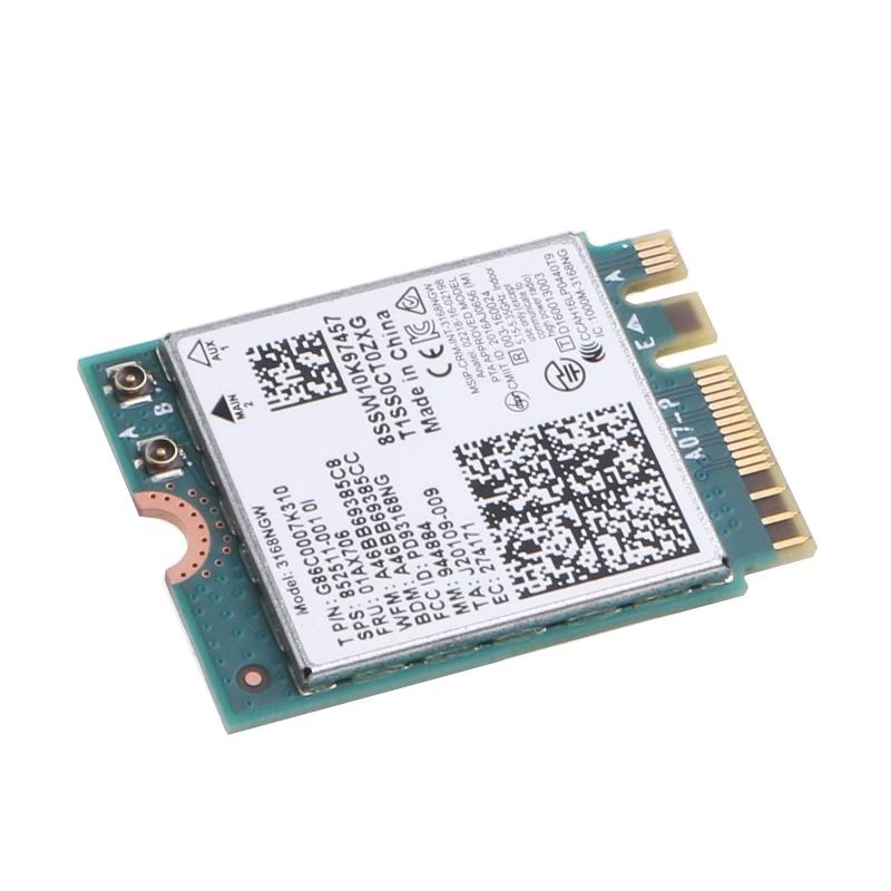 62KA 3168NGW Двойной диапазон Wi-Fi Card Card 802.11ac Axe Wireless NGFF для M.2 Wi-Fi Card Adapter Adapter BT-совместимый 4.2