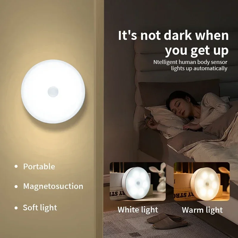 

PIR Motion Sensor LED Night Light USB Rechargeable Lamp For Kitchen Cabinet Wardrobe Lamp Staircase Wireless Closet Light