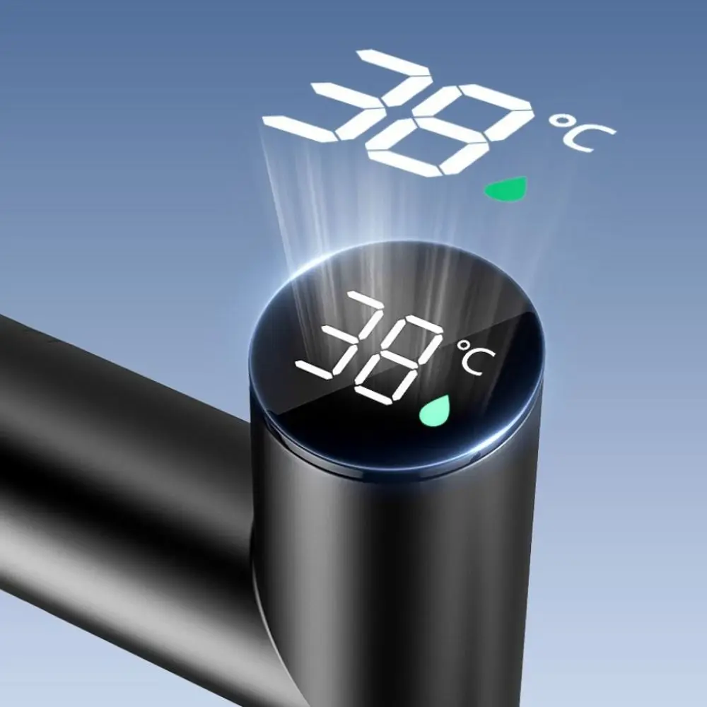 

Stainless Steel Universal Rotation Faucet Ceramic Disc Valve Core Temperature Display Digital Display Faucet Rotatable Desig