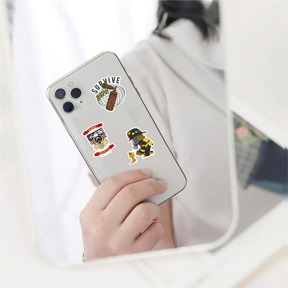 10/30/50pcs Cool Firefighter Cartoon Stickers Fire Hero Waterproof Graffiti Sticker Kid Toy DIY Notebook Laptop Phone PVC Decals