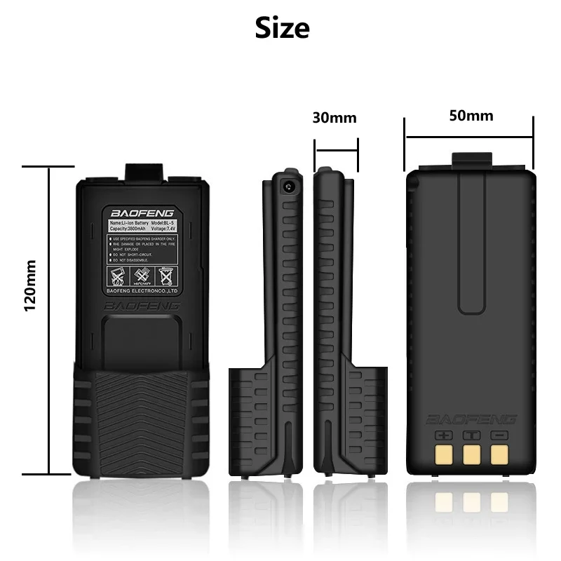 BaoFeng Walkie Talkie Bateria UV-5R Plus 7.4V 3800mAh Akumulator UV5RA Akcesoria radiowe UV5RE BL-5 Rozszerzony