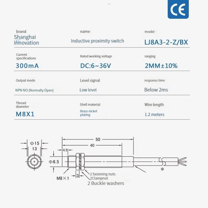 LJ8A3-2-Z-BX/AX مفتاح القرب BY/AY/EX/DX/DZ/EZ PNP/NPN NO NC M8 2 مللي متر كشف المسافة مفتاح مستشعر حثي #6