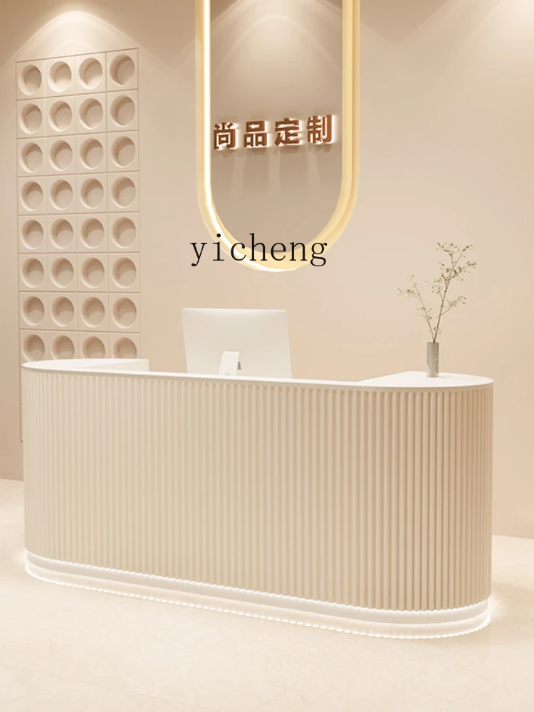 YY Light Luxury Cream Style Cashier Counter Front Desk Reception Manicure Beauty Salon Small