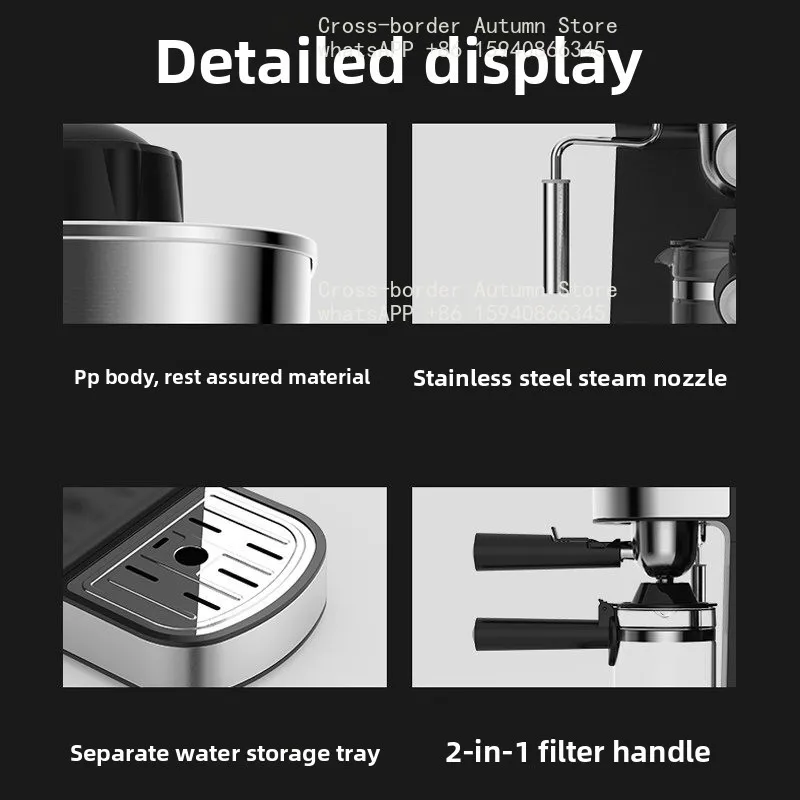 Mini Semi-Automatic Espresso Coffee Machine With Milk Frother Wand Compact Coffee Brewer For Home Office Americano Latte