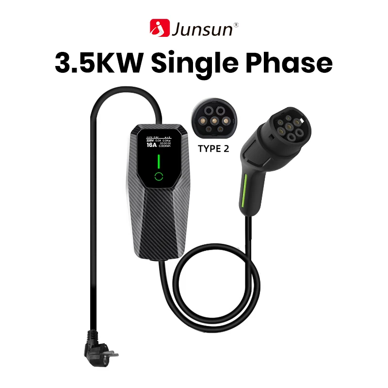 Junsun ev charger type 2 3.5KW single phase charger wallbox 3.5kw type 2 for Tesla Kia Dacia Renault Nissan VW Hyundai