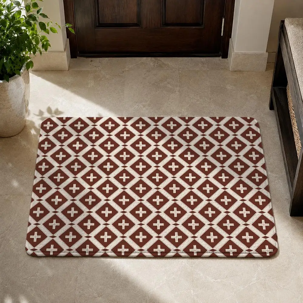 Crosses Arranged In A Row Floor Mat Flannel Non-Slip Washable Soft Rug For Bathroom Kitchen Bedroom Living Room Home Decor