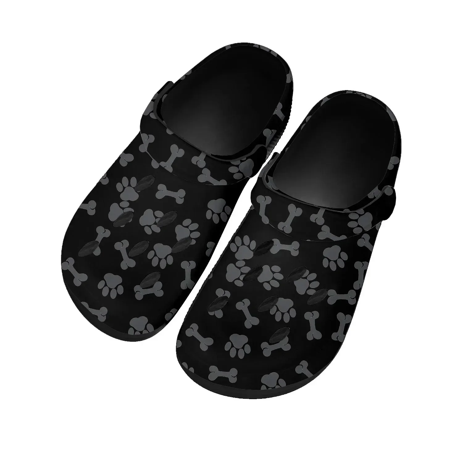 Dog Paw Print Pet Dog Home Clogs Custom Water Shoes Mens Womens Teenager Shoe Garden Clog Breathable Beach Hole Slippers Black