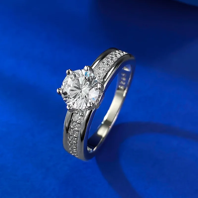 

Кольцо из серебра S925 с имитацией бриллианта 6,0 мм, круглое кольцо с белым бриллиантом, родиевое покрытие для свадьбы или вечеринки