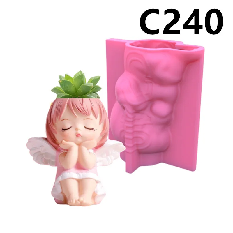 

Silicone Mold Pray Cute Angel Girl Flower Pot Succulent Pen Holder DIY Making Resin Concrete Vase Cactus Silicone Mold Home Dec