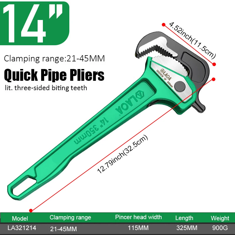 

Heavy-duty Pipe Pliers Multifunctional Water Plumbing Wrench Universal Quick Pipe Spanners