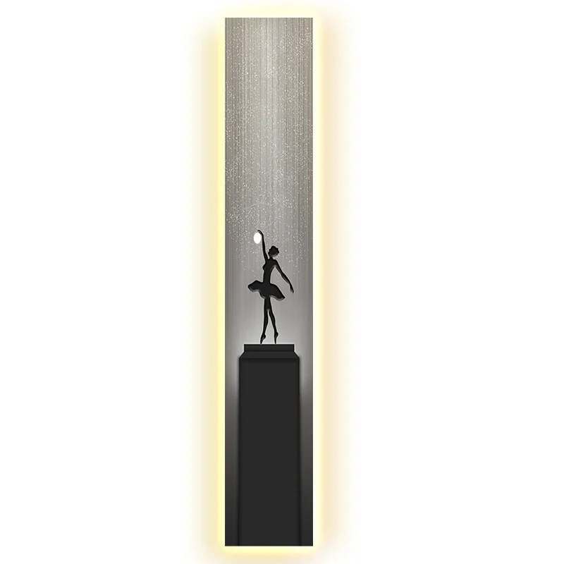 Modern Minimalist Porch Art Decorative Painting Lamp Abstract Figure Art Hanging Painting Lamp Slender Strip Led Painting Lamp