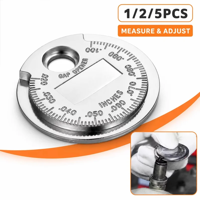 Yitong 1/2/5PCS Coin Style Spark Plug Gap Gauge Alloy Steel Measuring Tool Auto Motorcycle Small Engine Maintenance Adjustment