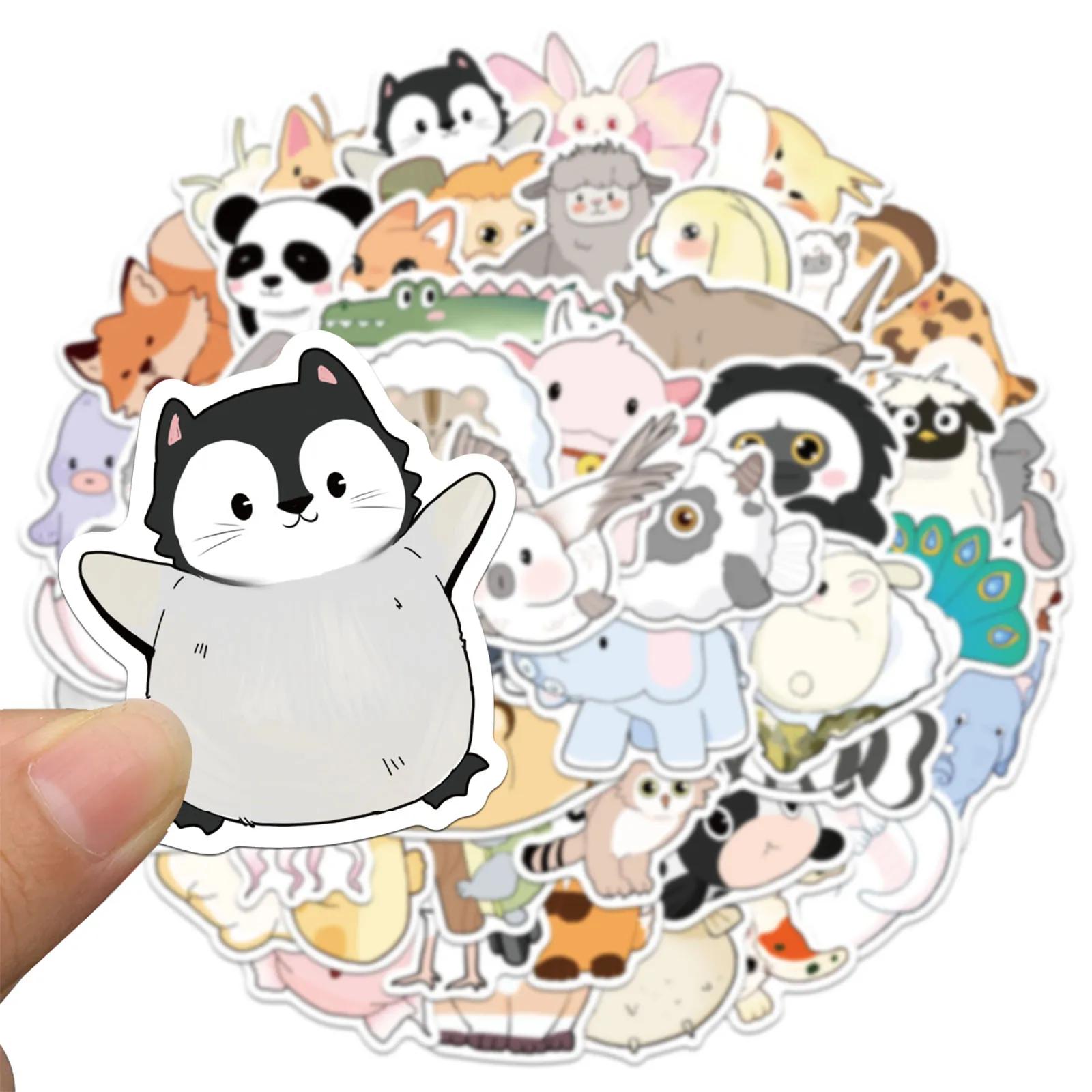50PCS Cute Animal Stickers Exquisite Handbooks Material Phone Cases Laptop Suitcases Water Cups Waterproof Stickers