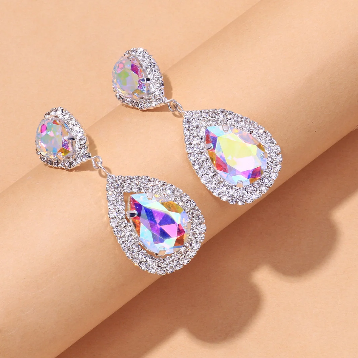 BLIJERY Elegant Multicolor Crystal Drop Earrings for Women Ladies Wedding Party Hanging Dangle Earrings Rhinestones Brincos