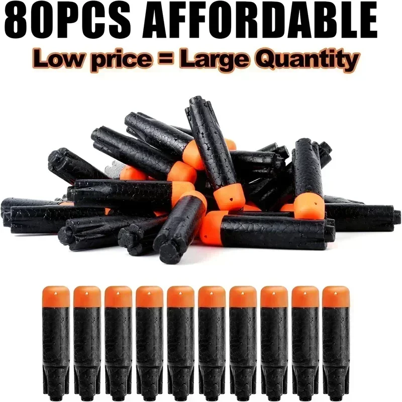 H80PCS nouvelles balles noires pour pistolets Ultra jouets, Pack de recharge, l'ultime dans les fléchettes, jeu de Sniper, Compatible uniquement Ultra Blaster