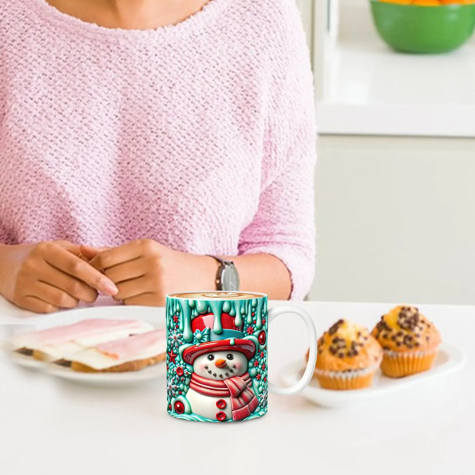 

Christmas Mug Ceramic Holiday Mugs 3D Snowman Design Drinkware With Handle For Tea Chocolate Beverage Women Girls Holiday Tea