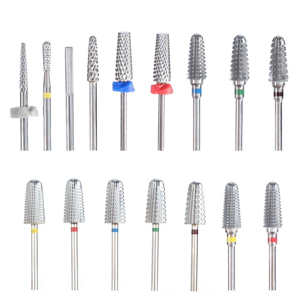 5 in 1 Tapered Safety Carbide Nail Drill Bits With Cut Drills Carbide Milling Cutter Manicure Remove Gel Nails Accessories