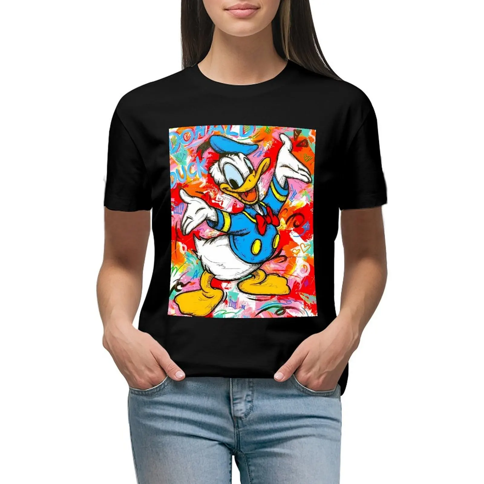 

Модная футболка Disney с Дональдом Даком Y2k, женская одежда, летние повседневные милые футболки, одежда