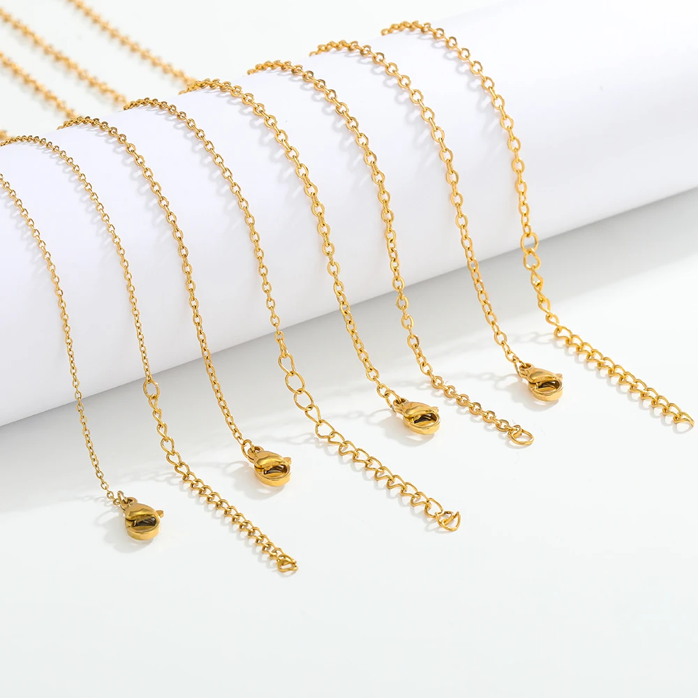 10pcs/lot 45+5cm Stainless Steel Cable Link Chains in Bulk for DIY Necklaces Chokers Jewelry Making Adjustable Wholesale Chains