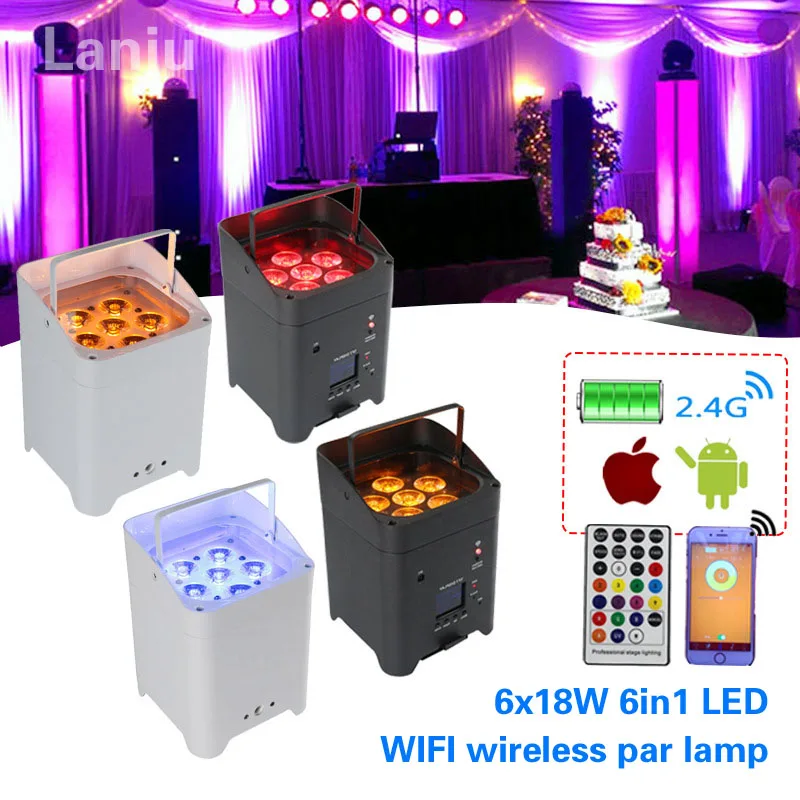 

6x18W 6in1 LED WIFI wireless par lamp RGBAW+UV APP mobile phone control dj stage lighting Dmx dyeing atmosphere effect light