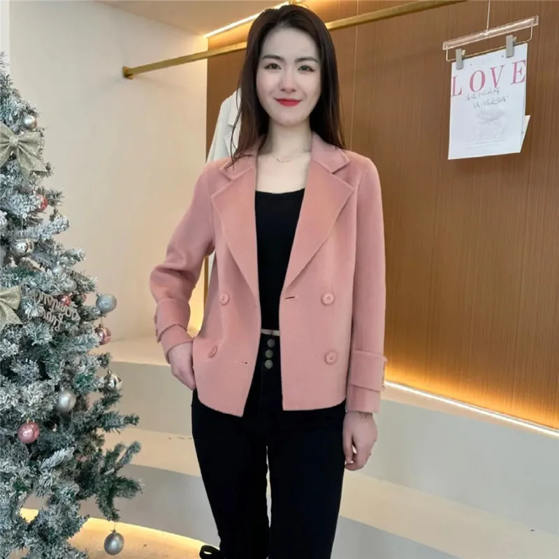 

Весенне-осеннее новое высококачественное двойное кашемировое шерстяное пальто, женская модная темпераментная тонкая короткая шерстяная куртка, женская верхняя одежда W996