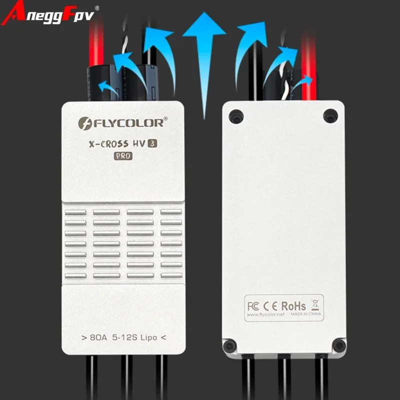 Flycolor X-CROSS HV3 PRO 80A 200A ESC 5-12S BLHeli-32 Dshot Proshot 64MHz ARM 32-Bit Speed Controller for RC FPV Racing Drone