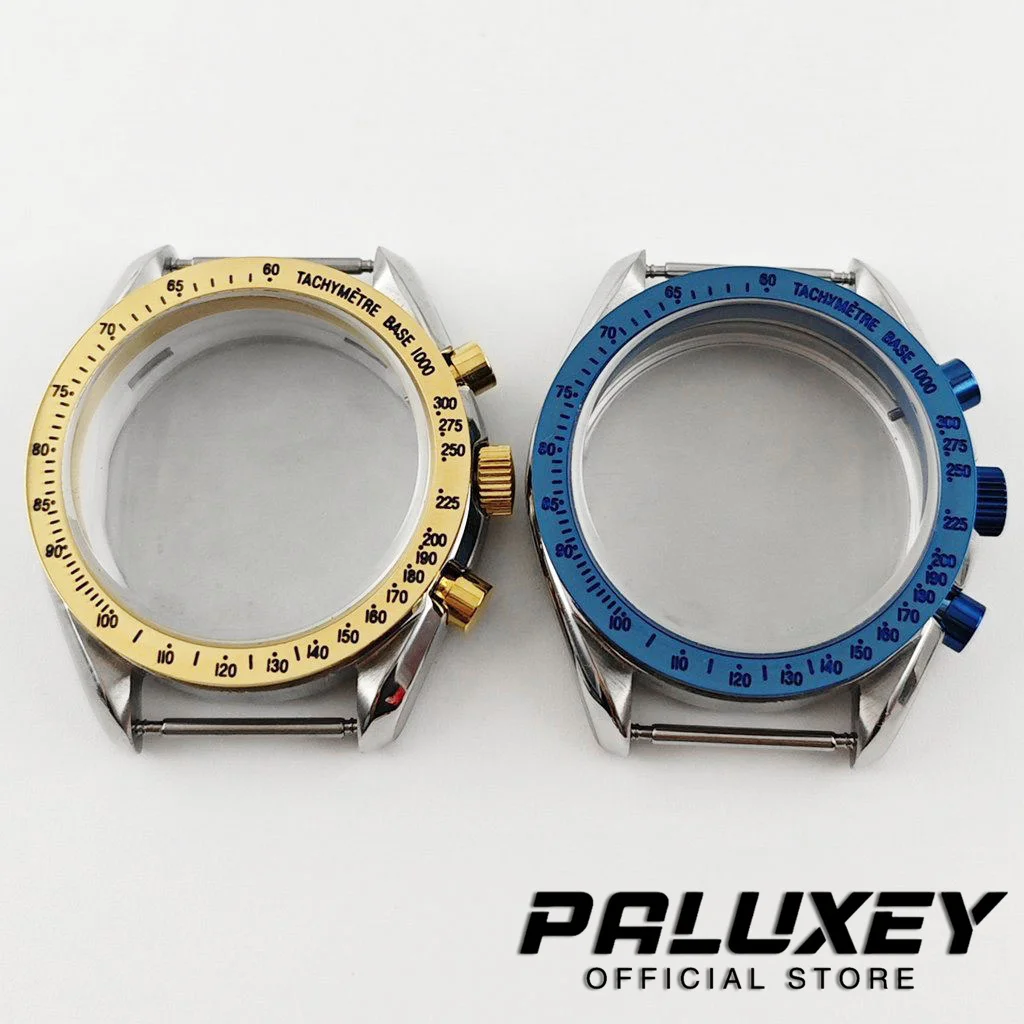 40mm VK63 Fixed Bezel Chronograph Coated glass Watch Case Watches Metal Accessories Watch Parts for VK63 VK63A Quartz Movement