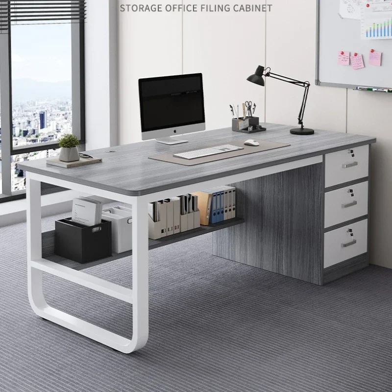 Durable Computer Desk Desktop Simple Single with Drawer Lock Desk Modern Office Staff Desk