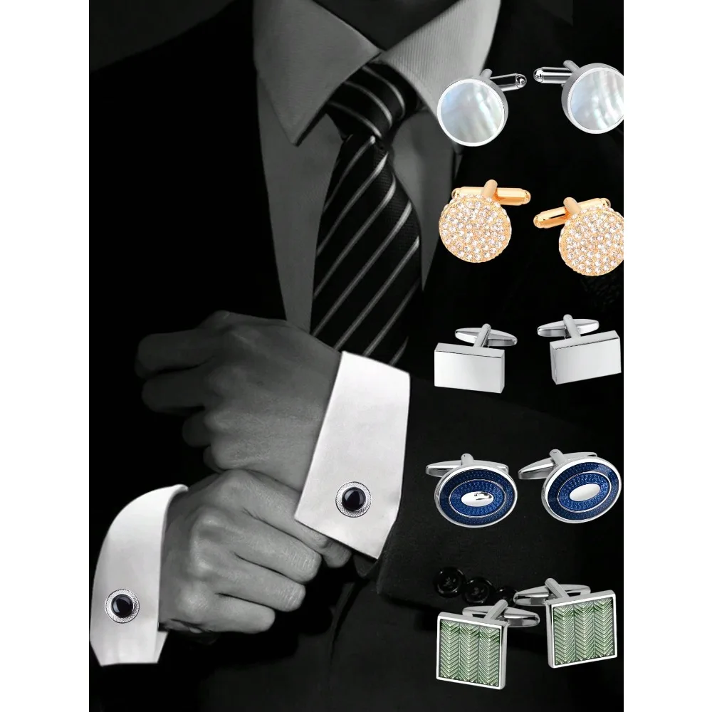 Men's Cufflinks Classic Formal Shirt Cuff Links Business Wedding Daily Occasions Gentleman Suit Accessories for Groom Groomsmen