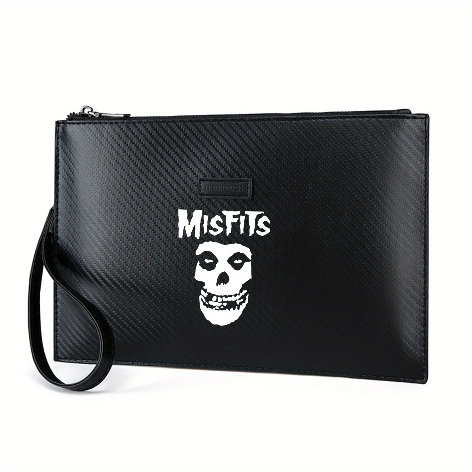 Skull Misfits logo white symbol punk rock Elegant Printed PU Men's Handbag Fashionable and Practical for Everyday Carry
