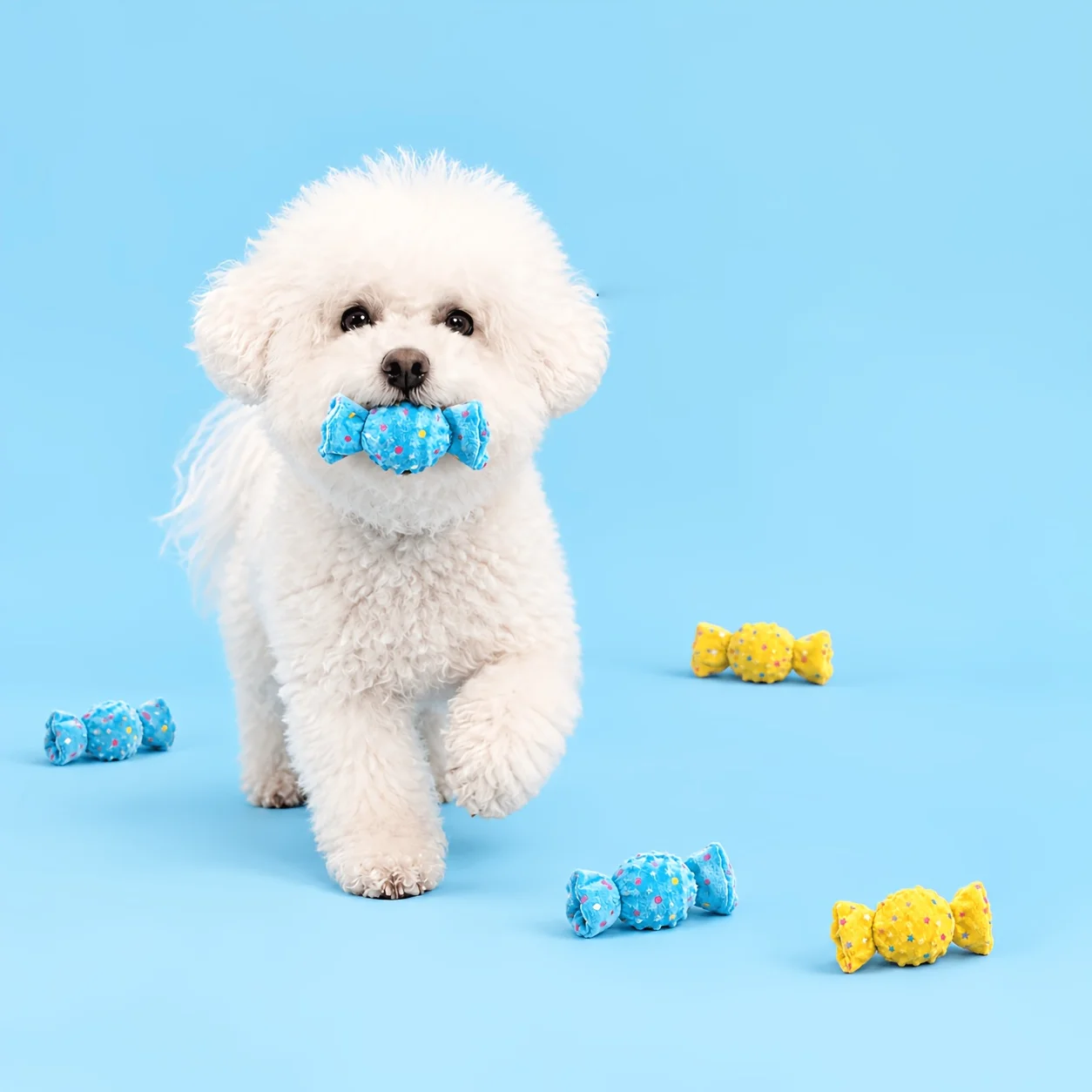 Pet Interactive Bouncing Sound Toy Colorful Candy Ball Chew Toy That Consumes Energy for Pet Suitable for Small Dog Pet Supplies