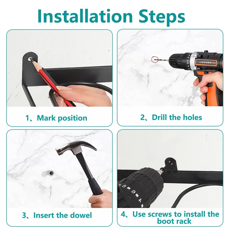 HLZS-공간 절약형 부츠 랙 벽걸이형 부츠 랙 높은 부츠 정리함 카우보이 신발용